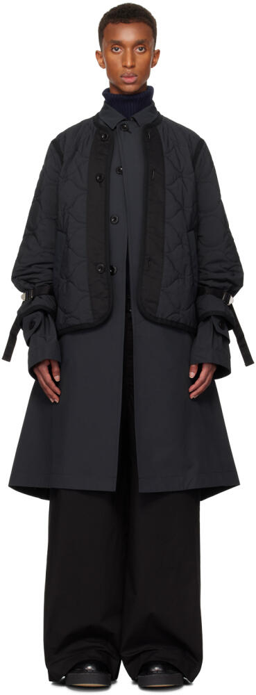 sacai Black Ripstop Coat Cover