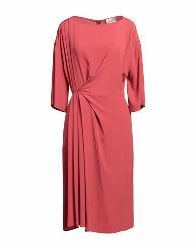 Semicouture Woman Midi dress Coral Acetate, Silk Cover