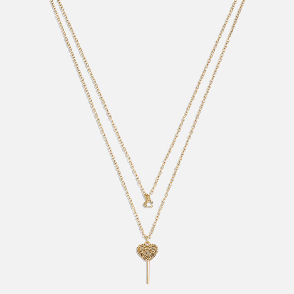 Coach Lollipop Gold-Toned Brass Multi Layer Necklace Cover