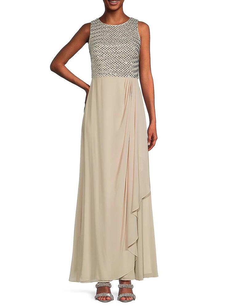 Vince Camuto Women's Sleeveless Sequin Column Gown - Champagne Cover