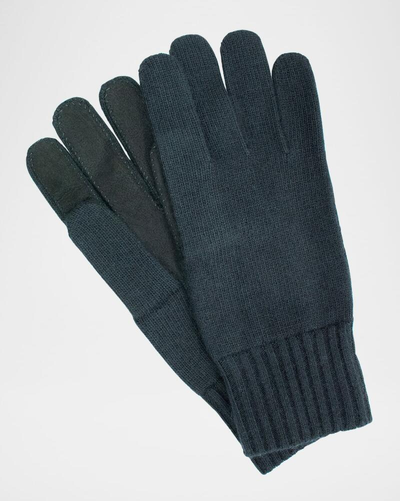 Portolano Men's Knit Gloves with Suede Palm Cover