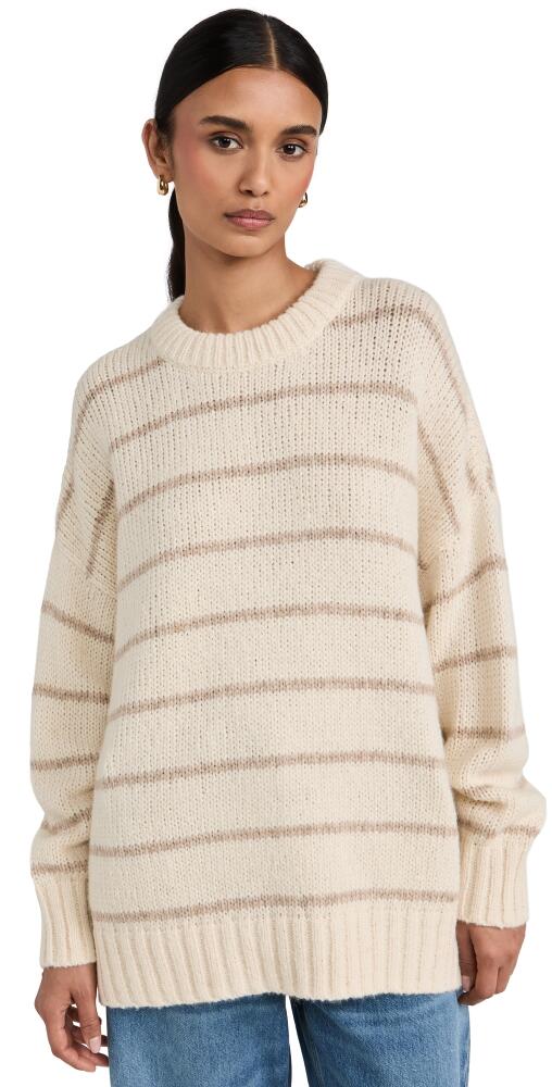 Jenni Kayne Alpaca Cocoon Crew Neck Pullover Ivory Stripe Cover