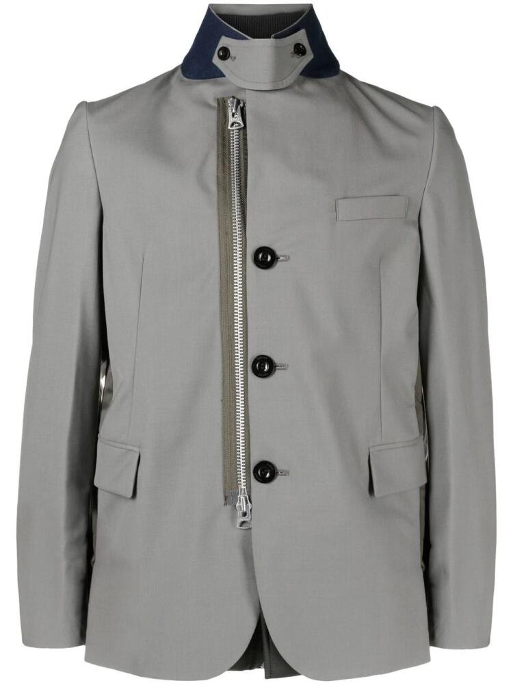 sacai long-sleeve zip-up blazer - Green Cover