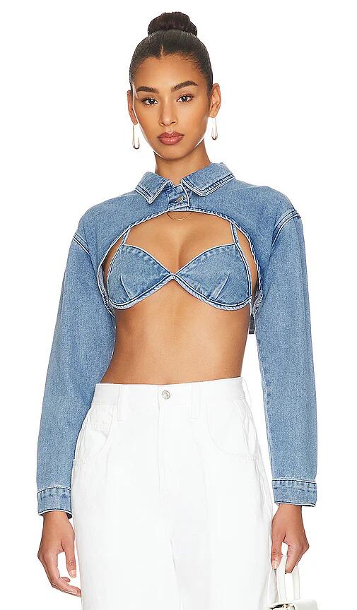 superdown Demi Crop Jacket Set in Blue Cover