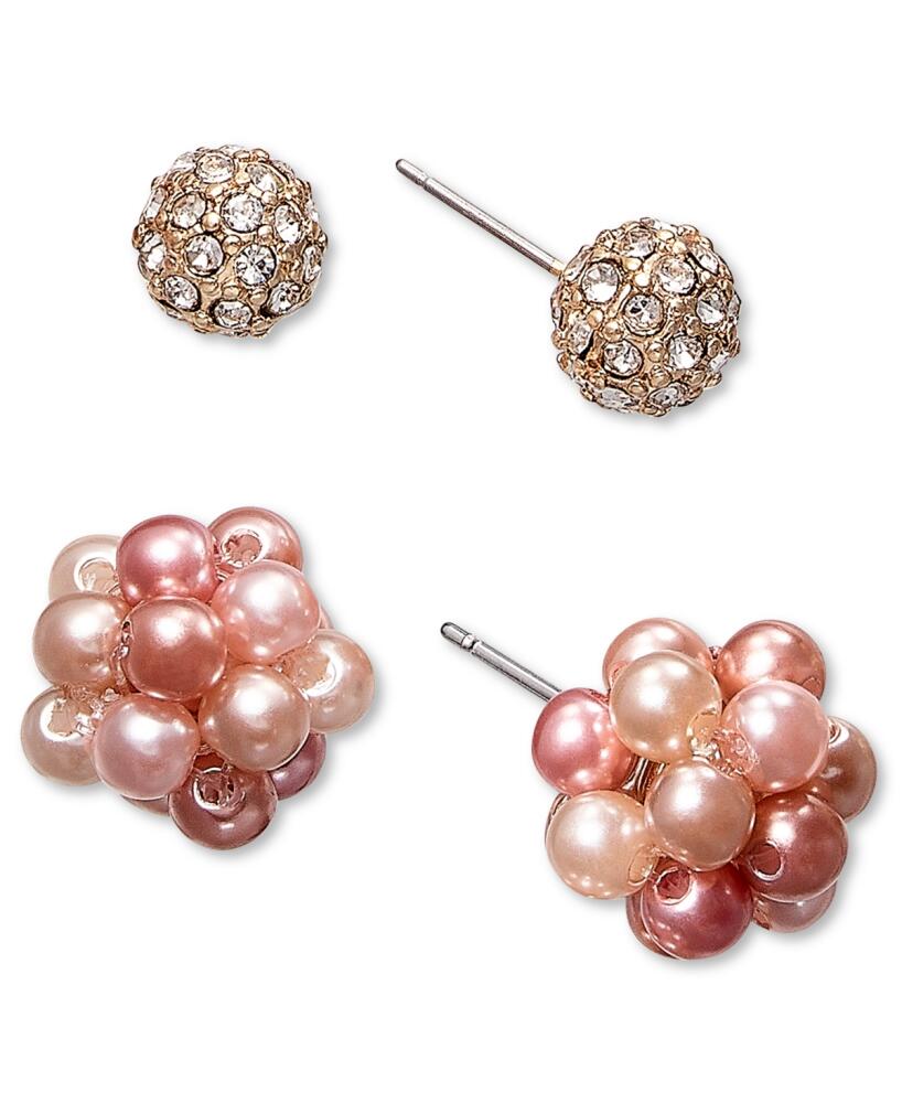 Charter Club Gold-Tone 2-Pc. Set Imitation Pearl Cluster & Crystal Fireball Stud Earrings, Created for Macy's - Multi Cover