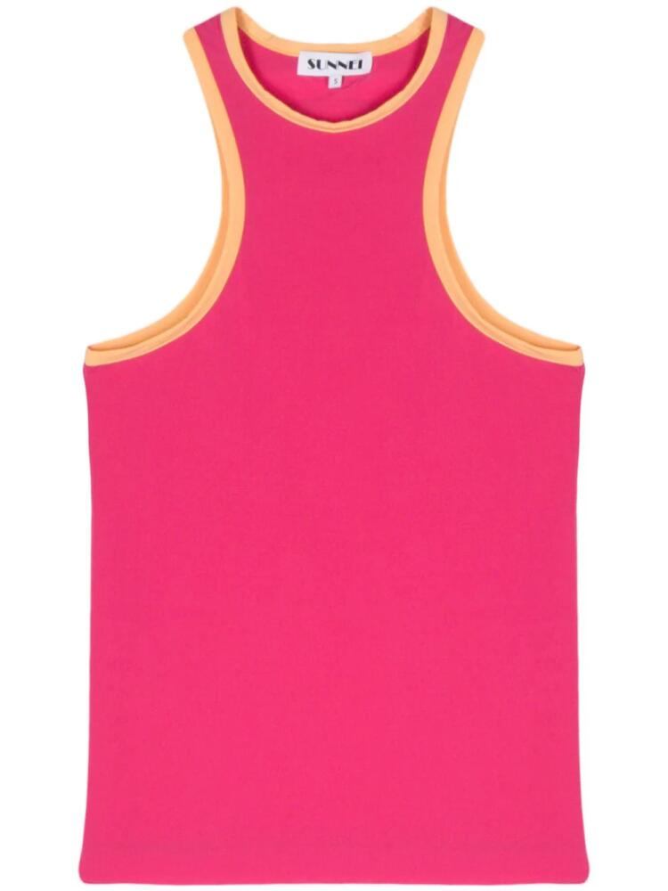 Sunnei contrasting-borders tank top - Pink Cover