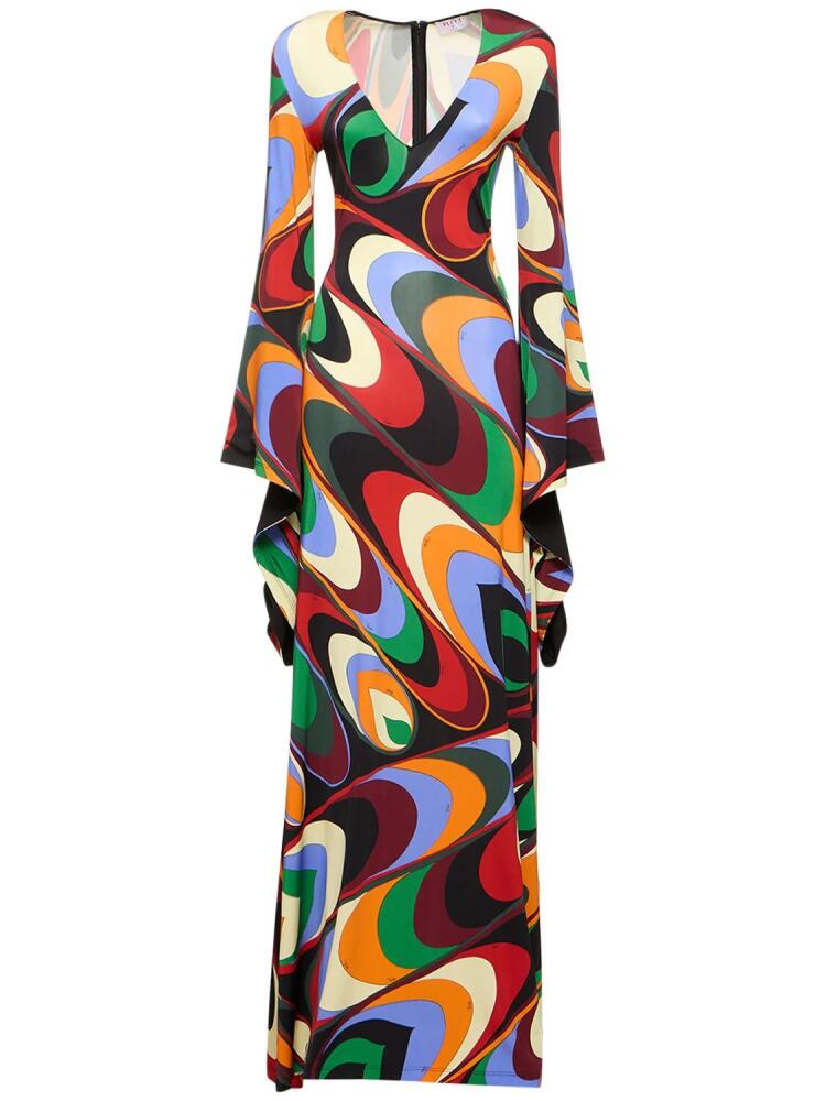 PUCCI Satin Jersey Long Sleeve Long Dress Cover