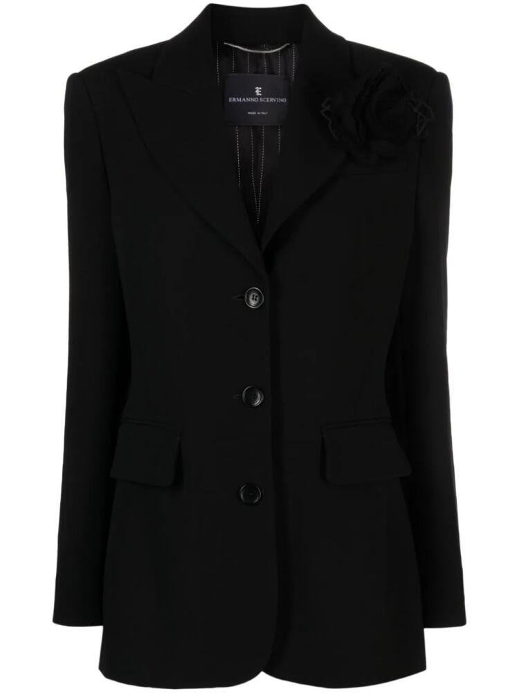 Ermanno Scervino floral-appliqué single-breasted blazer - Black Cover