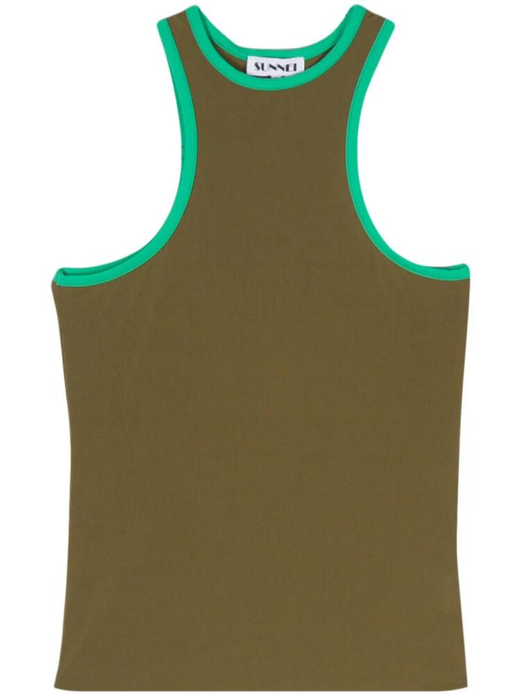 Sunnei contrasting-borders tank top - Green Cover