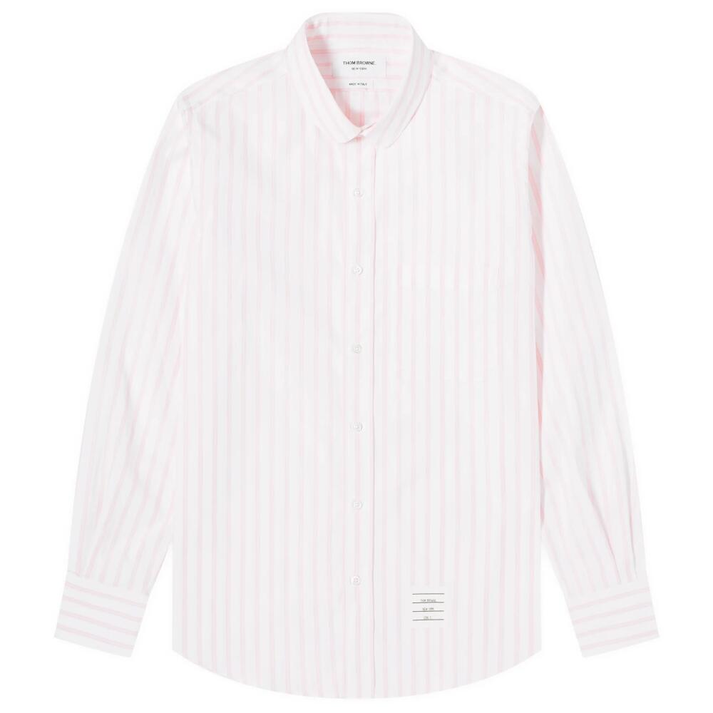 Thom Browne Men's Round Collar Stripe Oxford Shirt in Light Pink Cover