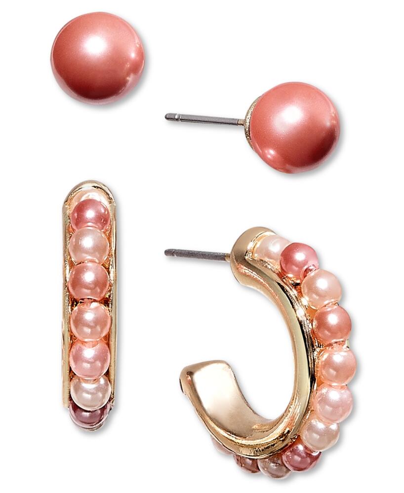 Charter Club Gold-Tone 2-Pc. Set Imitation Pearl Stud & Hoop Earrings, Created for Macy's - Multi Cover