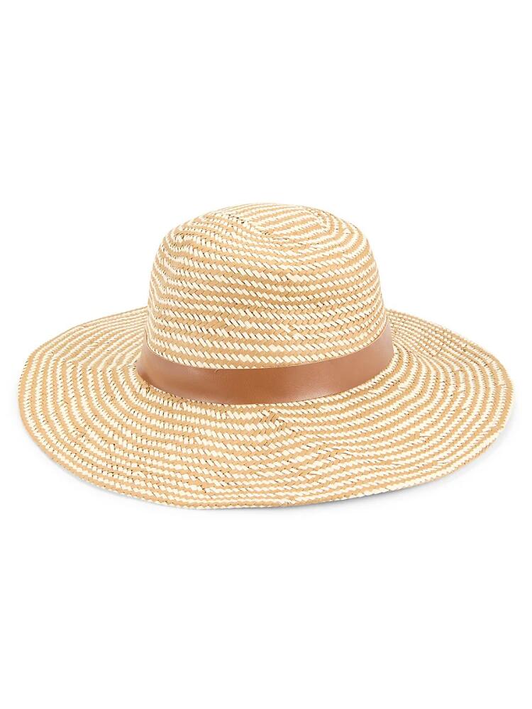 Cole Haan Women's Two Tone Chevron Pattern Sun Hat - Natural Cover