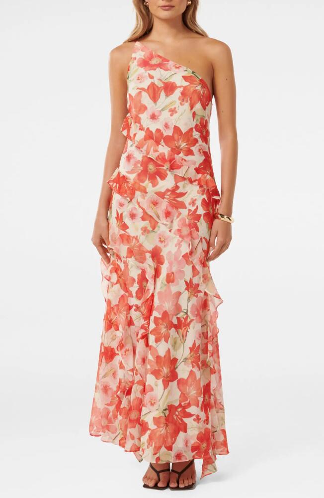 Ever New Poppy One-Shoulder Recycled Polyester Maxi Dress in Calida Botanical Cover