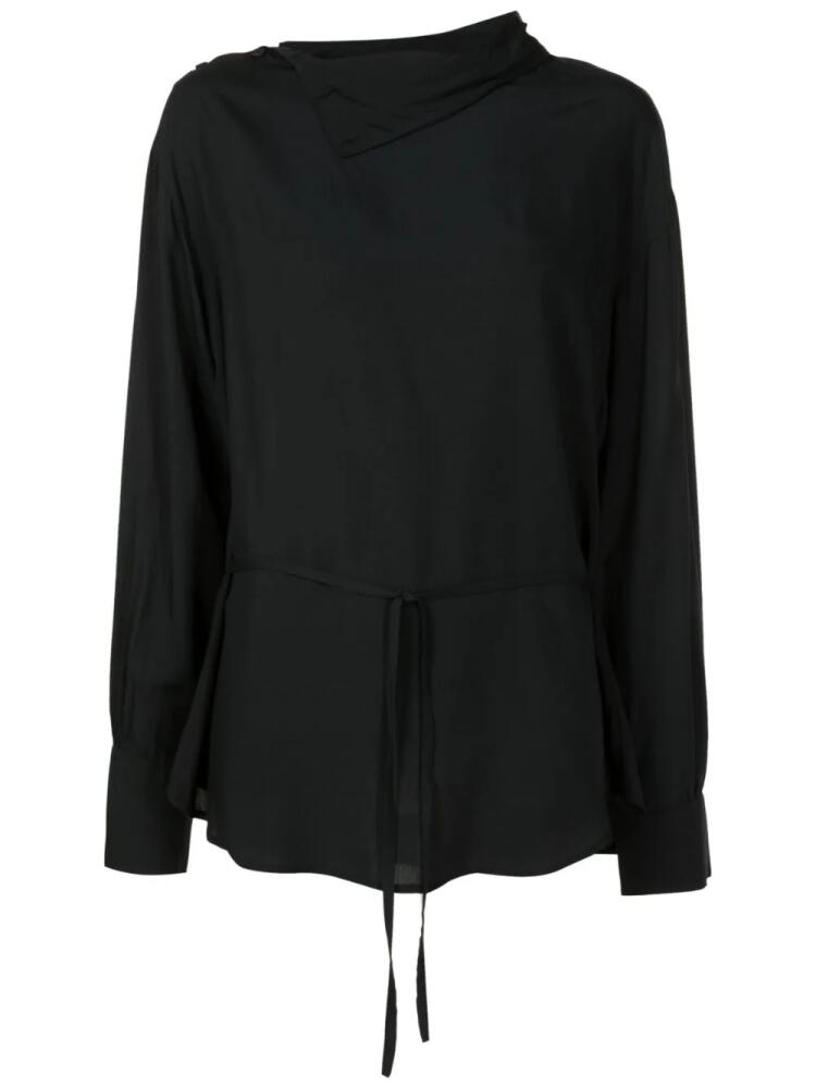 Uma | Raquel Davidowicz tied-waist long-sleeve blouse - Black Cover