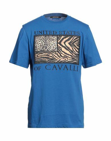 Roberto Cavalli Man T-shirt Blue Cotton Cover