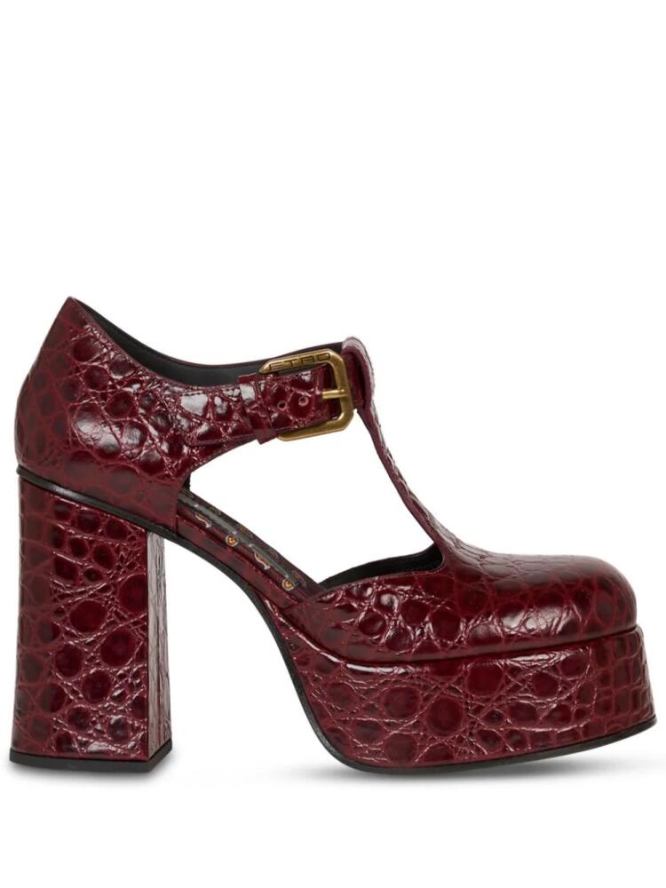 ETRO 110mm crocodile-embossed platform pumps - Red Cover