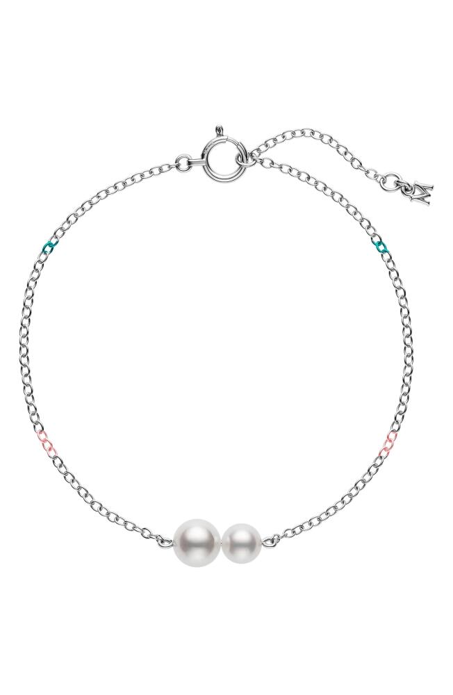 Mikimoto Cultured Pearl Station Bracelet in White Gold Cover