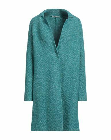 Kangra Woman Coat Turquoise Alpaca wool, Cotton, Polyamide, Wool, Elastane Cover