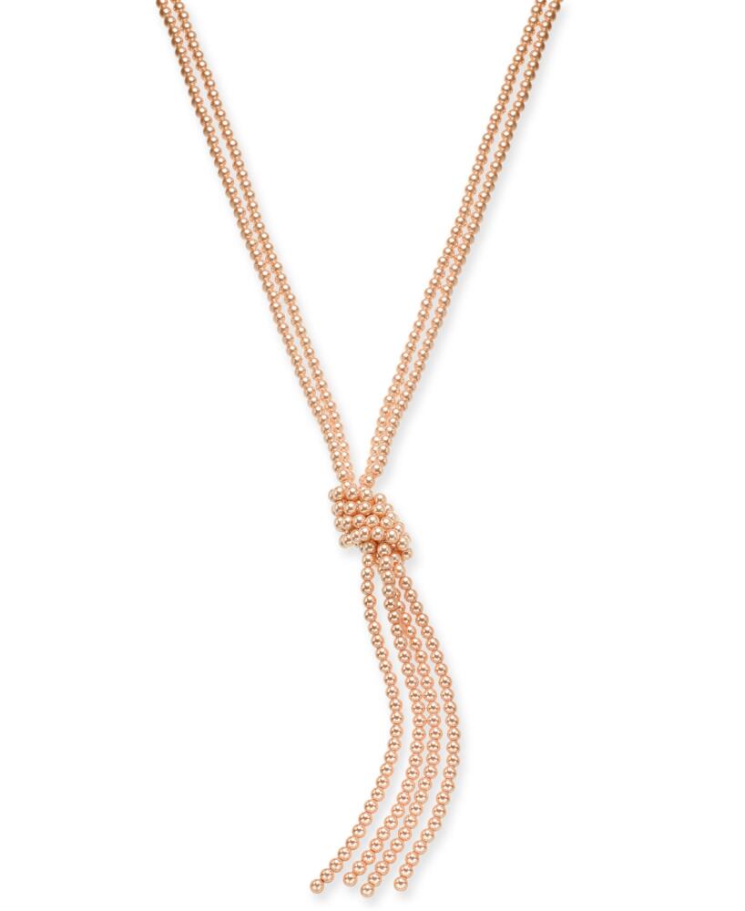 Charter Club Colored Imitation Pearl Knotted Lariat Necklace, 28" + 2" extender, Created for Macy's - Pink Cover