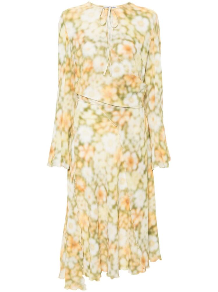 Acne Studios abstract-print wrap midi dress - Green Cover