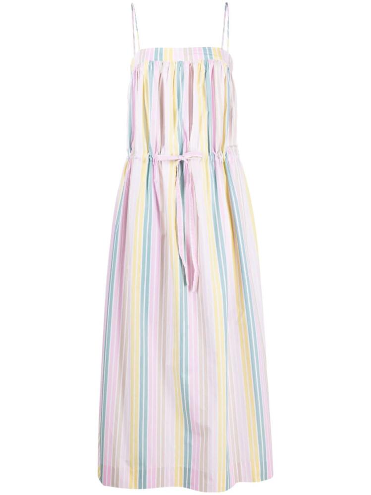 GANNI striped organic-cotton dress - White Cover