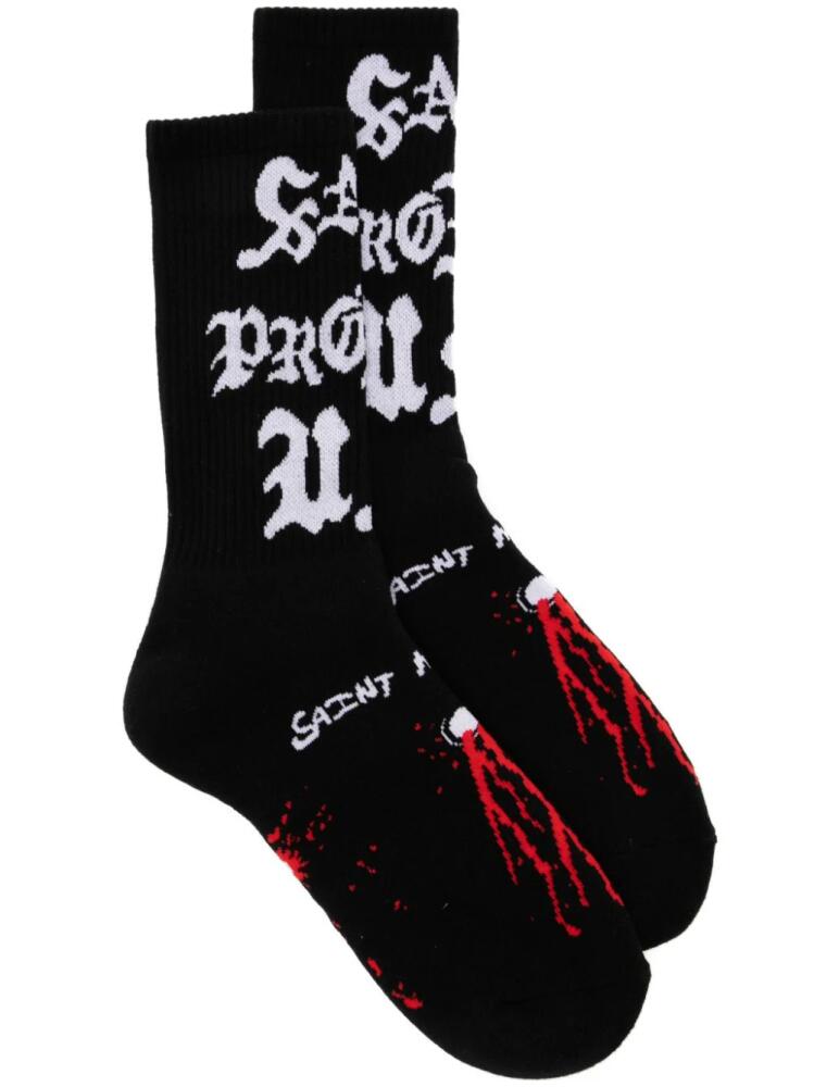 SAINT MXXXXXX logo-motif socks - Black Cover