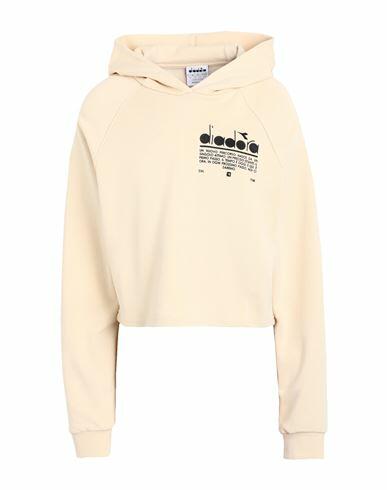 Diadora L. Hoodie Crop Manifesto Woman Sweatshirt Beige Cotton Cover