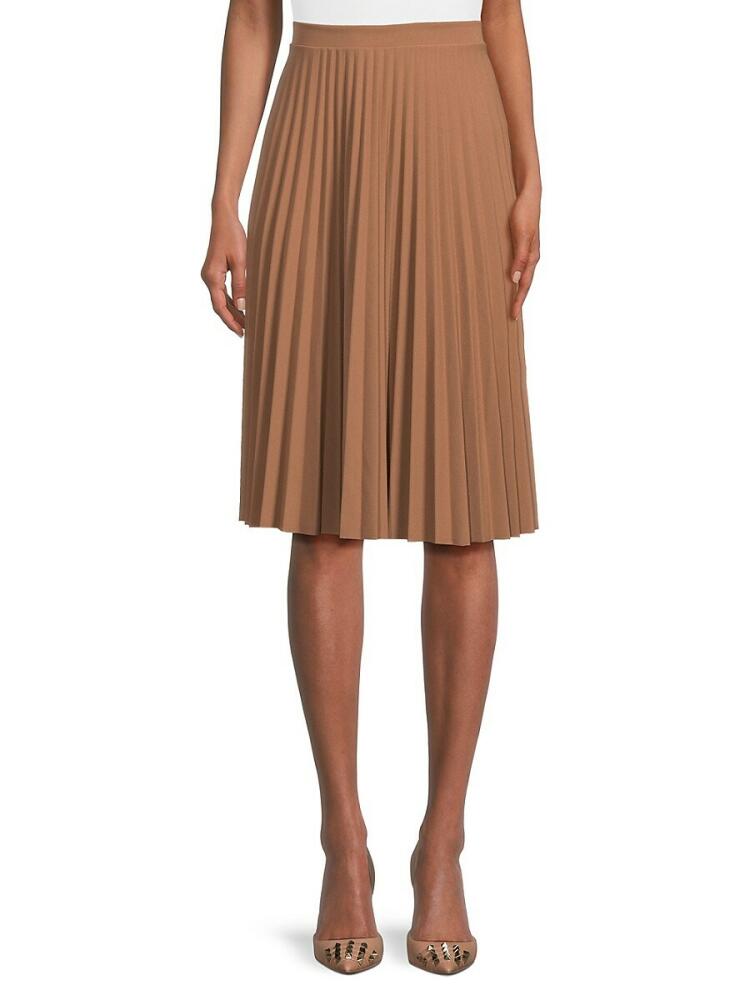 Love Ady Women's Accordion Pleated Knee Length Skirt - Cognac Cover