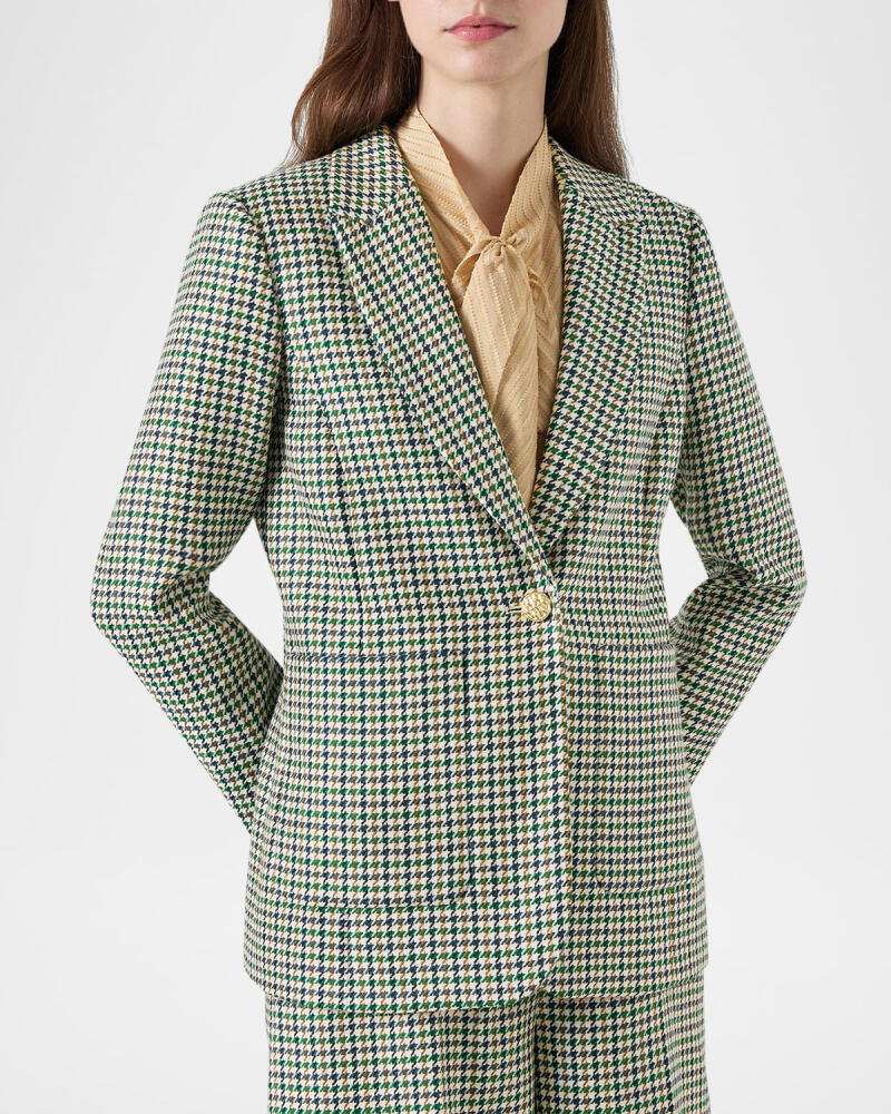 LK Bennett Daphne Single-Button Houndstooth Blazer Cover