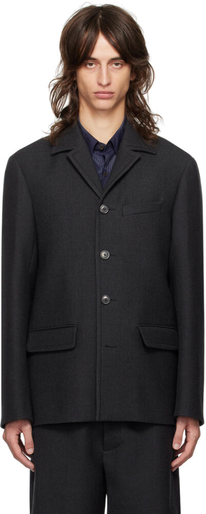 Dries Van Noten Gray Notched Lapel Blazer Cover