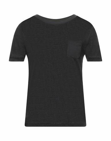 Alpha Studio Man T-shirt Black Linen, Cotton Cover