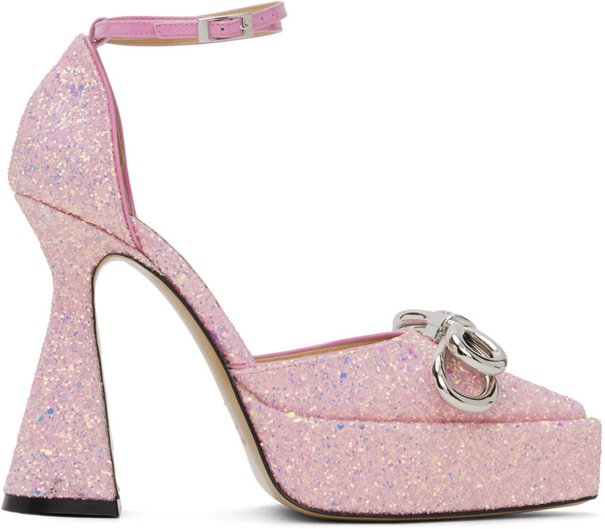 MACH & MACH Pink Double Bow Platform Heels Cover