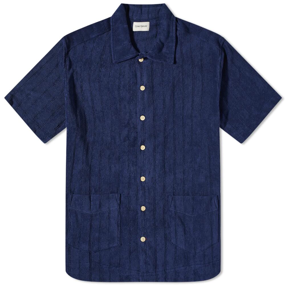 Oliver Spencer Men's Cuban Short Sleeve Jersey Shirt in Navy Cover