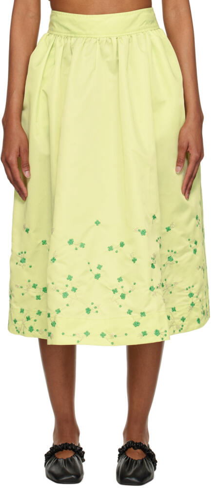 GANNI SSENSE Exclusive Green Midi Skirt Cover