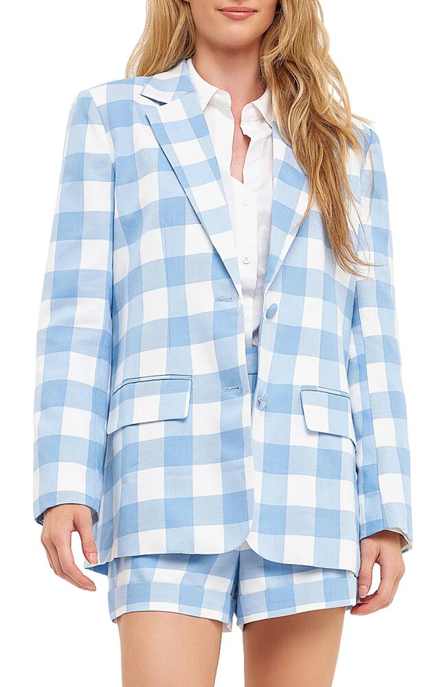 English Factory Gingham Check Blazer in Blue Cover