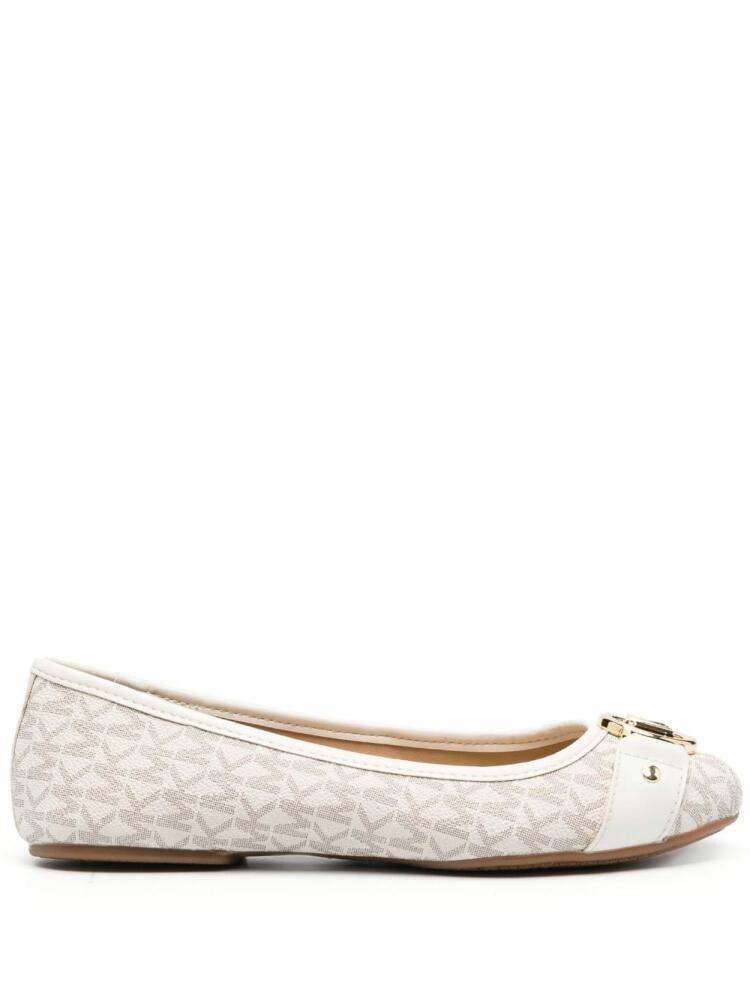 Michael Michael Kors Rory monogram-print leather ballerinas - Neutrals Cover