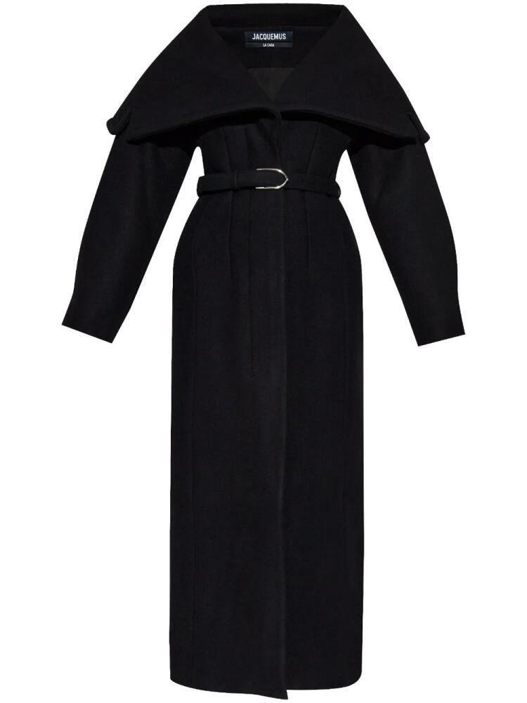 Jacquemus Le manteau Caruso drape-collar coat - Black Cover