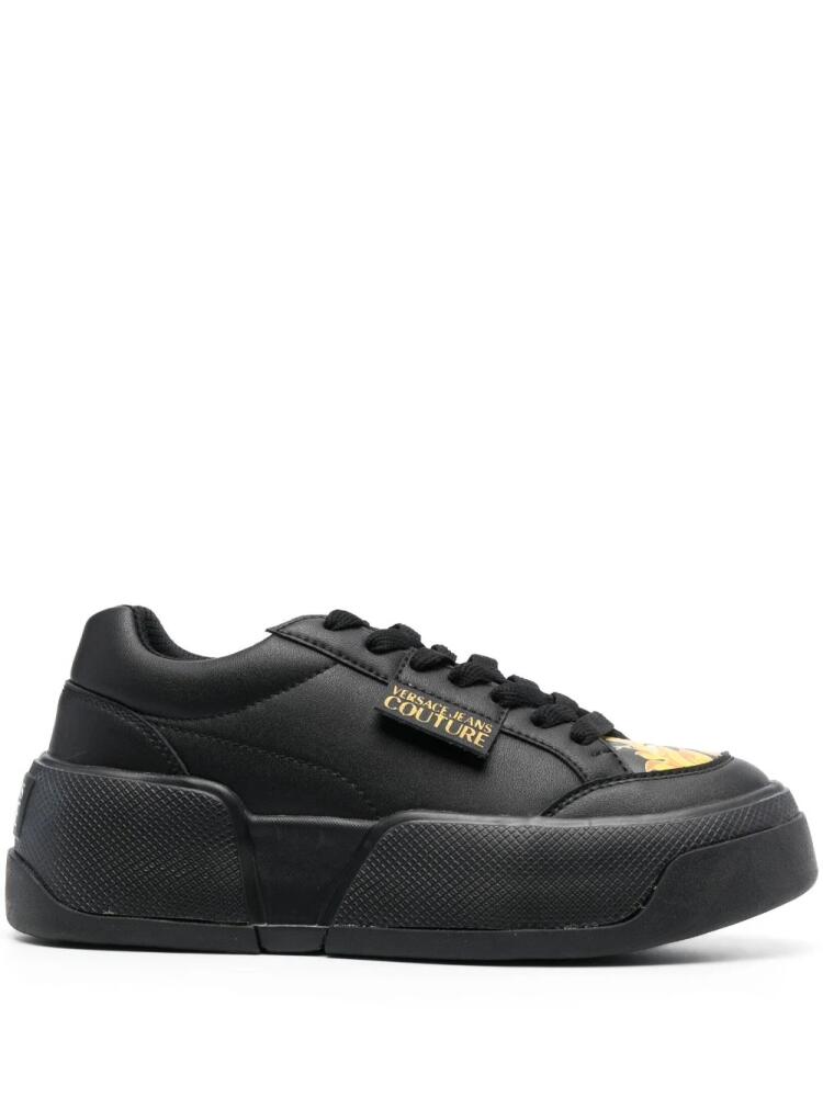 Versace Jeans Couture logo-patch round-toe sneakers - Black Cover