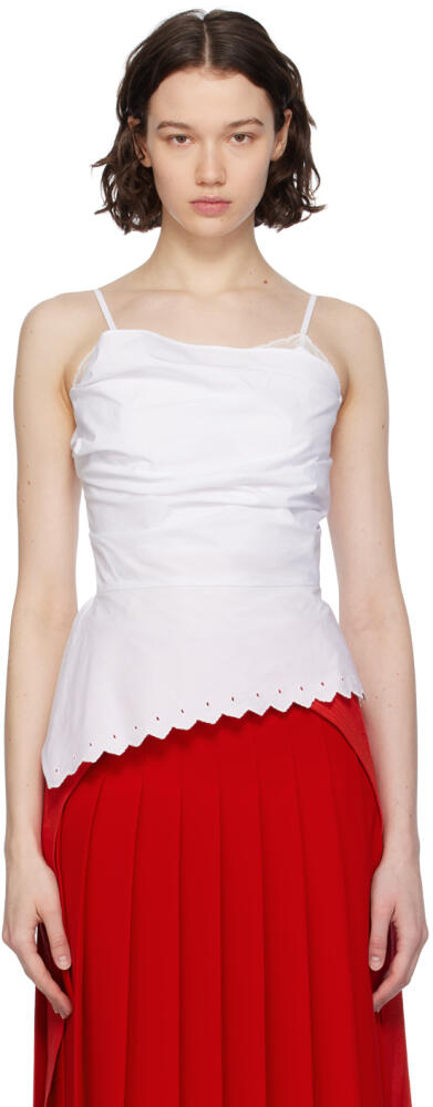 Pushbutton White Draped Camisole Cover