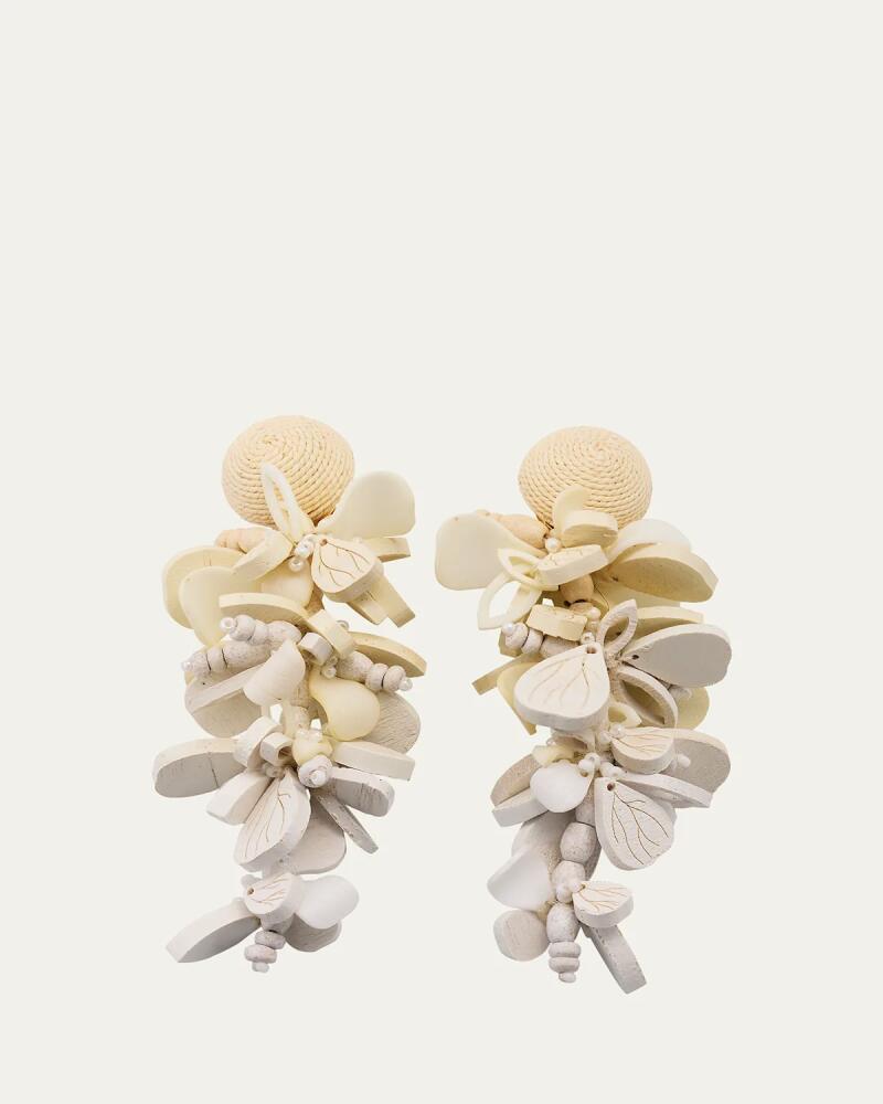 Oscar de la Renta Wooden Flower Cluster Clip-On Earrings Cover