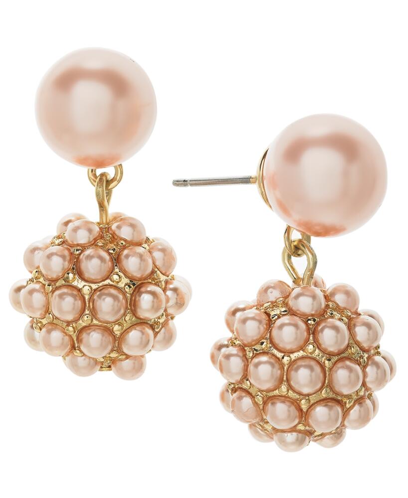 Charter Club Gold-Tone Beaded Cluster Drop Earrings, Created for Macy's - Pink Cover