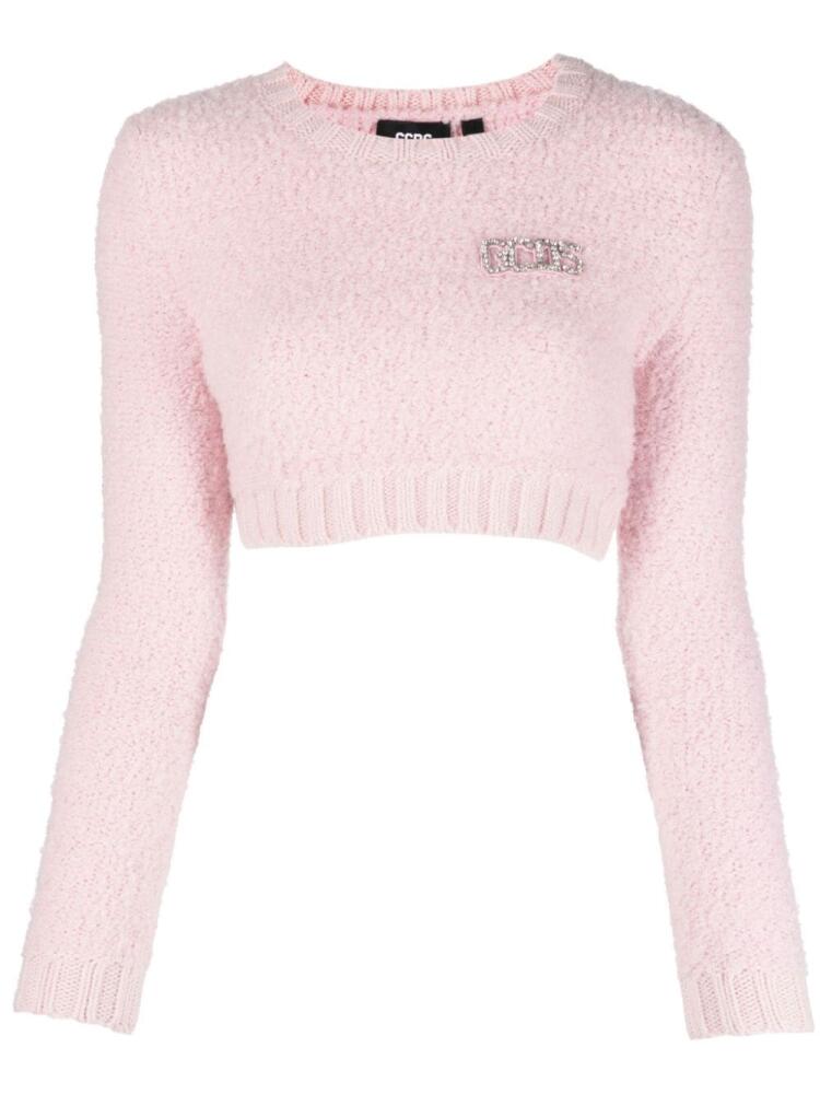 GCDS crystal-embellished crew-neck crop top - Pink Cover