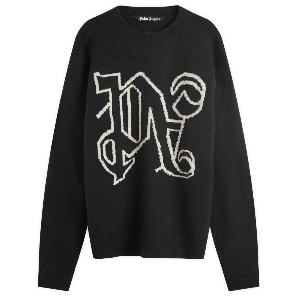 Palm Angels Men's Monogram Knit Sweater in Black Cover