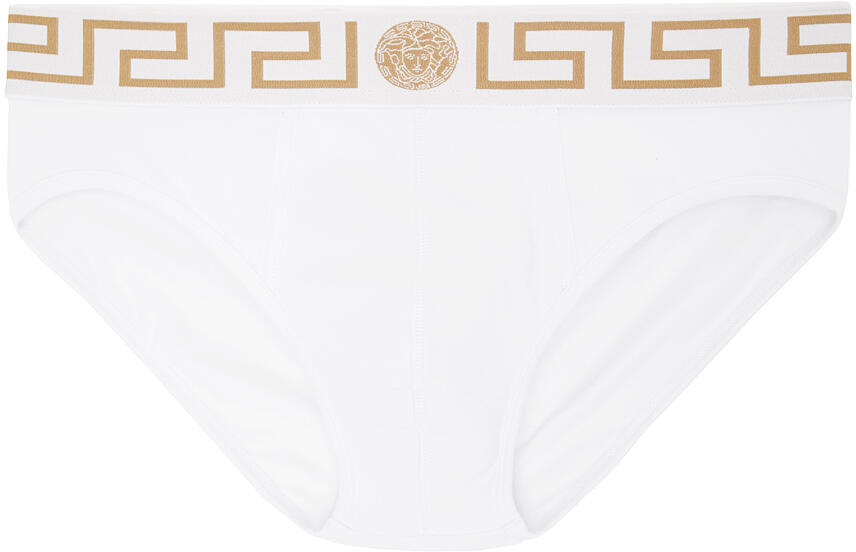 Versace Underwear White Greca Border Briefs Cover