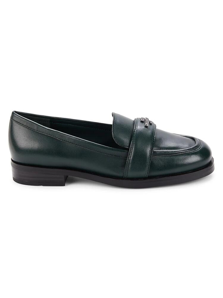 Karl Lagerfeld Paris Women's Madlen Leather Loafers - Forest Green Cover