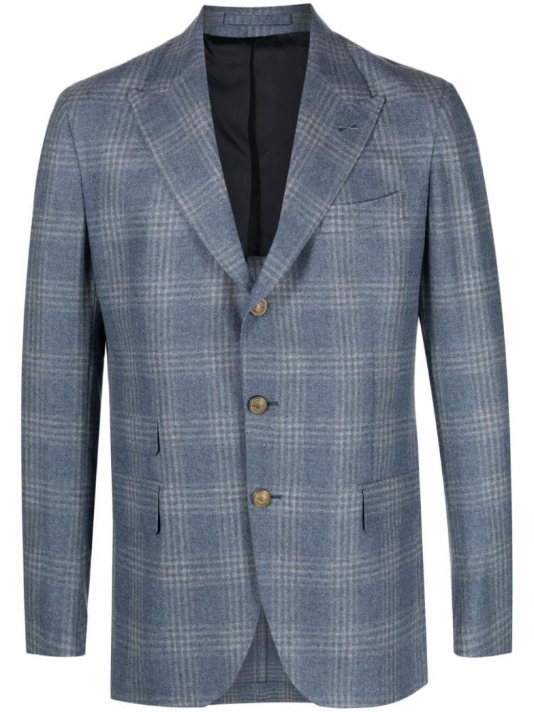 Eleventy plaid-check single-breasted blazer - Blue Cover