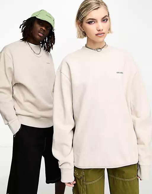 COLLUSION Unisex sweatshirt with logo print in ecru-White Cover