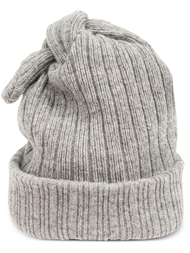 Moschino logo-lettering knotted wool beanie - Grey Cover