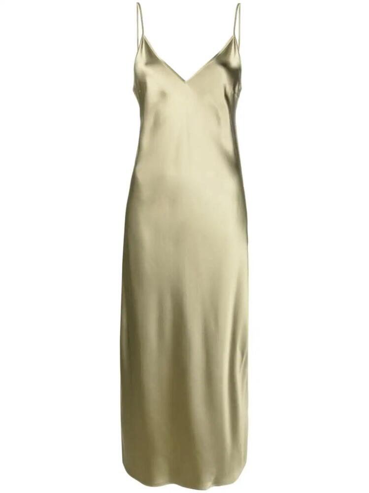 JOSEPH Clea silk satin flared dress - Green Cover