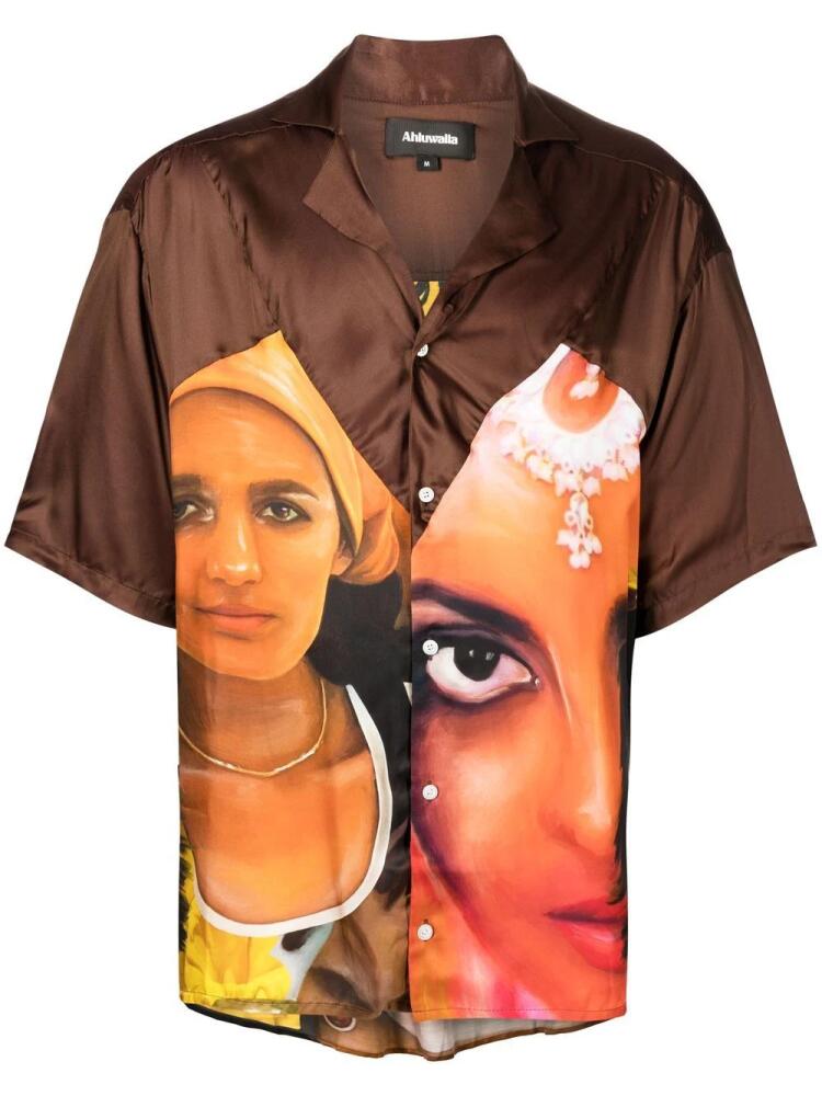 Ahluwalia graphic-print short-sleeved shirt - Brown Cover